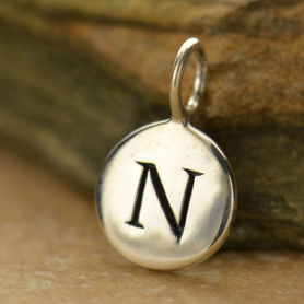 Sterling Silver Initial Charms - Letter N 13x8mm