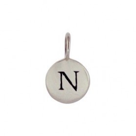 Sterling Silver Letter Charm - Initial N 13x8mm