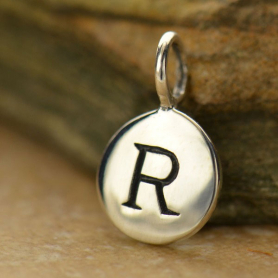 Sterling Silver Initial Charms - Letter R 13x8mm