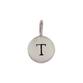 Sterling Silver Letter Charm - Initial T 13x8mm