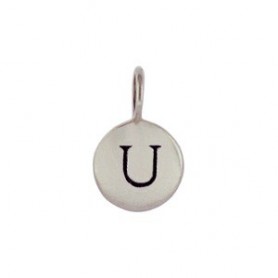 Sterling Silver Letter Charm - Initial U 13x8mm
