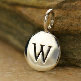 Sterling Silver Initial Charms - Letter W 13x8mm
