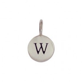 Sterling Silver Letter Charm - Initial W 13x8mm