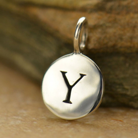 Sterling Silver Initial Charms - Letter Y 13x8mm