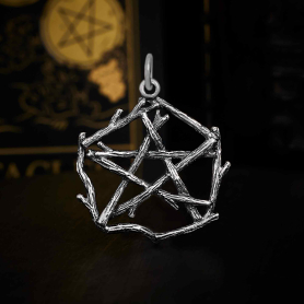Sterling Silver Pentagram Branch Charm 26x21mm