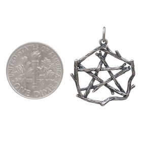 Sterling Silver Pentagram Branch Charm with Dime