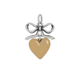 Silver Bow with Bronze Heart Charm 22x15mm