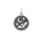 Sterling Silver Flying Bat Charm with Moon and Star 19x13mm