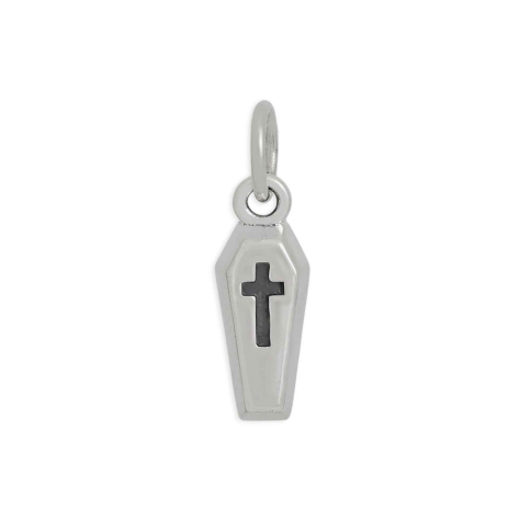 Sterling Silver Coffin with Cross Charm 16x5mm