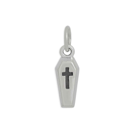 Sterling Silver Coffin with Cross Charm 16x5mm