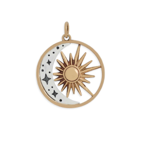 Mixed Metal Sun and Crescent Moon Charm 26x21mm
