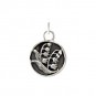 Sterling Silver Small Circle Charm w Etched Flowers 17x10mm