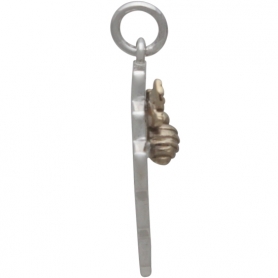 Sterling Silver Honeycomb Charm with Bronze Bee 23x11mm