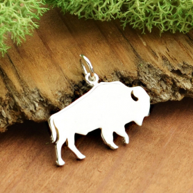 Sterling Silver Buffalo Charm - Stamping Blank 17x21mm