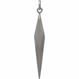 Sterling Silver Large Faceted Spike Pendant 40x5mm