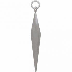 Sterling Silver Large Faceted Spike Pendant 40x5mm