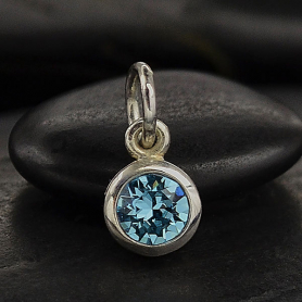 Sterling Silver Crystal Birthstone Charm - March 11x5mm