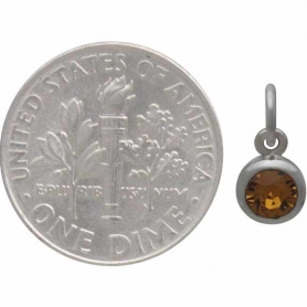 Sterling Silver Crystal Birthstone Charm -November 11x5mm