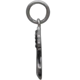 Silver Bear Charm with Mountains and Bronze Moon