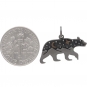 Silver Bear Charm with Mountains and Bronze Moon