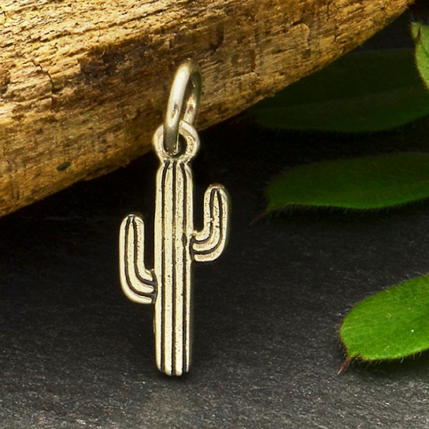 Sterling Silver Tiny Cactus Charm 18x6mm