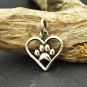 Sterling Silver Openwork Heart Charm with Paw Print
