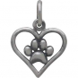 Sterling Silver Openwork Heart Charm with Paw Print