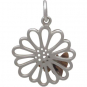 Sterling Silver Daisy Charm with Bronze Bee