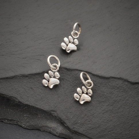 Sterling Silver Tiny Puffy Paw Charm