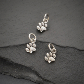 Sterling Silver Tiny Puffy Paw Charm 11x5mm