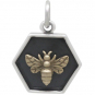 Sterling Silver Hexagon Charm with Bronze Bee