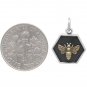Sterling Silver Hexagon Charm with Bronze Bee