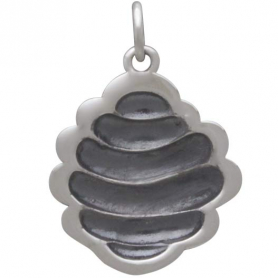 Sterling Silver Beehive Charm with Bronze Bee
