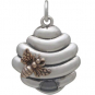 Sterling Silver Beehive Charm with Bronze Bee