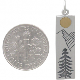 Sterling Silver Pine Tree Charm with Bronze Sun