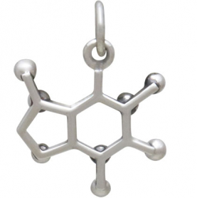 Sterling Silver Caffeine Molecule Charm 18x15mm