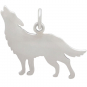 Sterling Silver Wolf Charm with Bronze Star and Moon 17x20mm