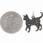 Sterling Silver Cat Charm with Bronze Star and Moon