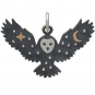 Sterling Silver Owl Charm with Bronze Star and Moon