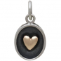 Sterling Silver Shadow Box Charm with Bronze Heart