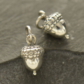 Sterling Silver Acorn Charm 15x7mm