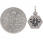 Sterling Silver Hexagon Charm with Etched Bee 