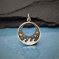 Sterling Silver Wave Charm with Bronze Stars 23x17mm