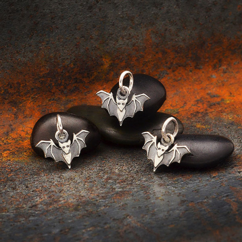 Sterling Silver Mini Bat Charm 12x12mm