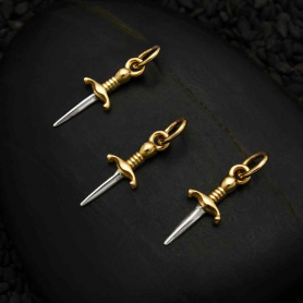 Mixed Metal Mini Dagger Charm 18x6mm