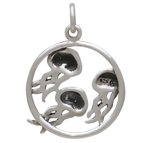 Sterling Silver Jellyfish Trio Charm Back View