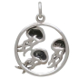Sterling Silver Jellyfish Trio Charm Back View