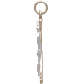 Bronze Moon and Charm w/ Sterling Silver Flying Bats Side View