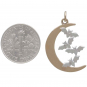 Bronze Moon and Charm w/ Sterling Silver Flying Bats with Dime