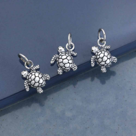 Sterling Silver Baby Sea Turtle Charm 14x9mm